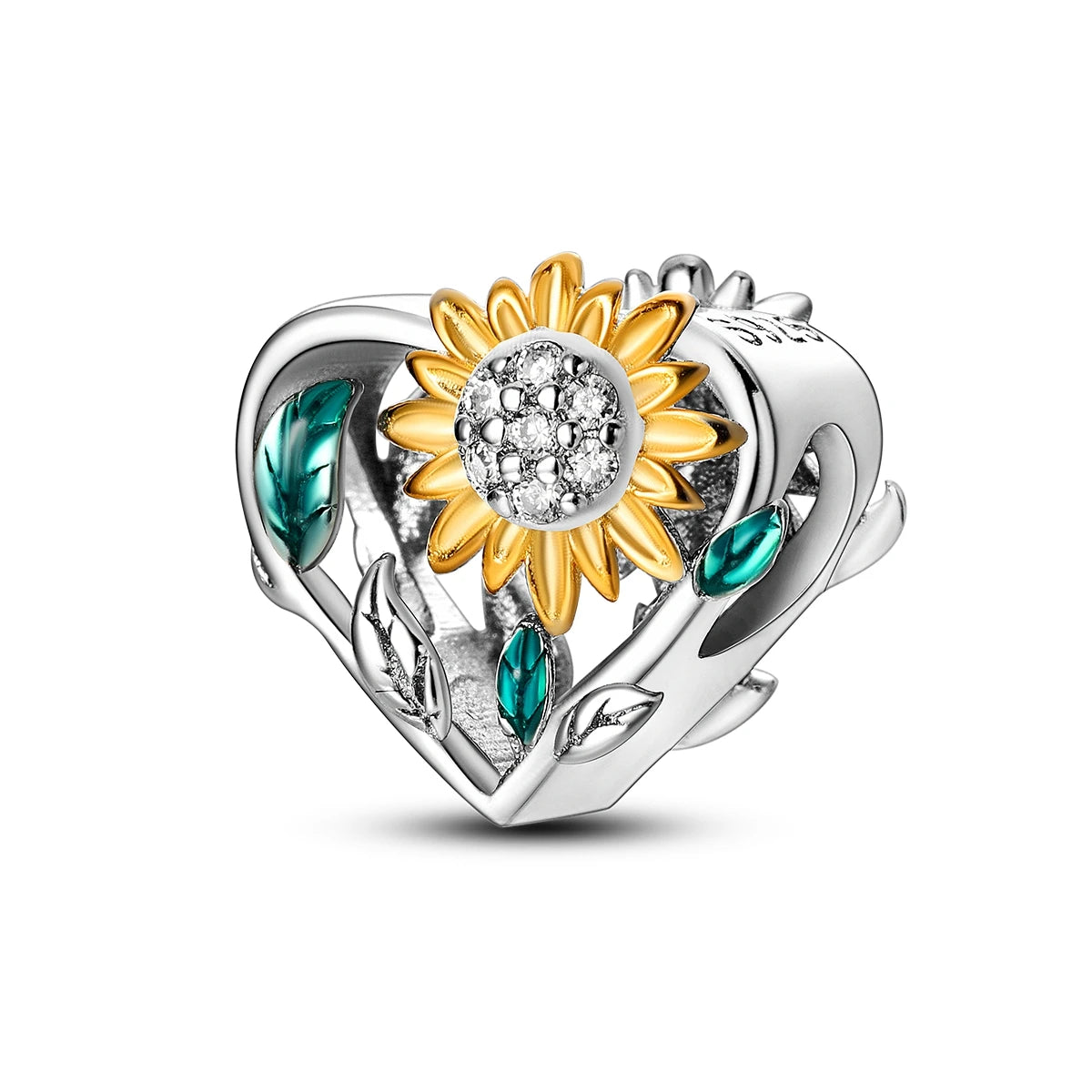 New In 925 Sterling Silver Golden Sunflower Lucky Stars Charm Fit Original Bracelet Necklace Sun Moon Diamond Charm Jewelry DIY