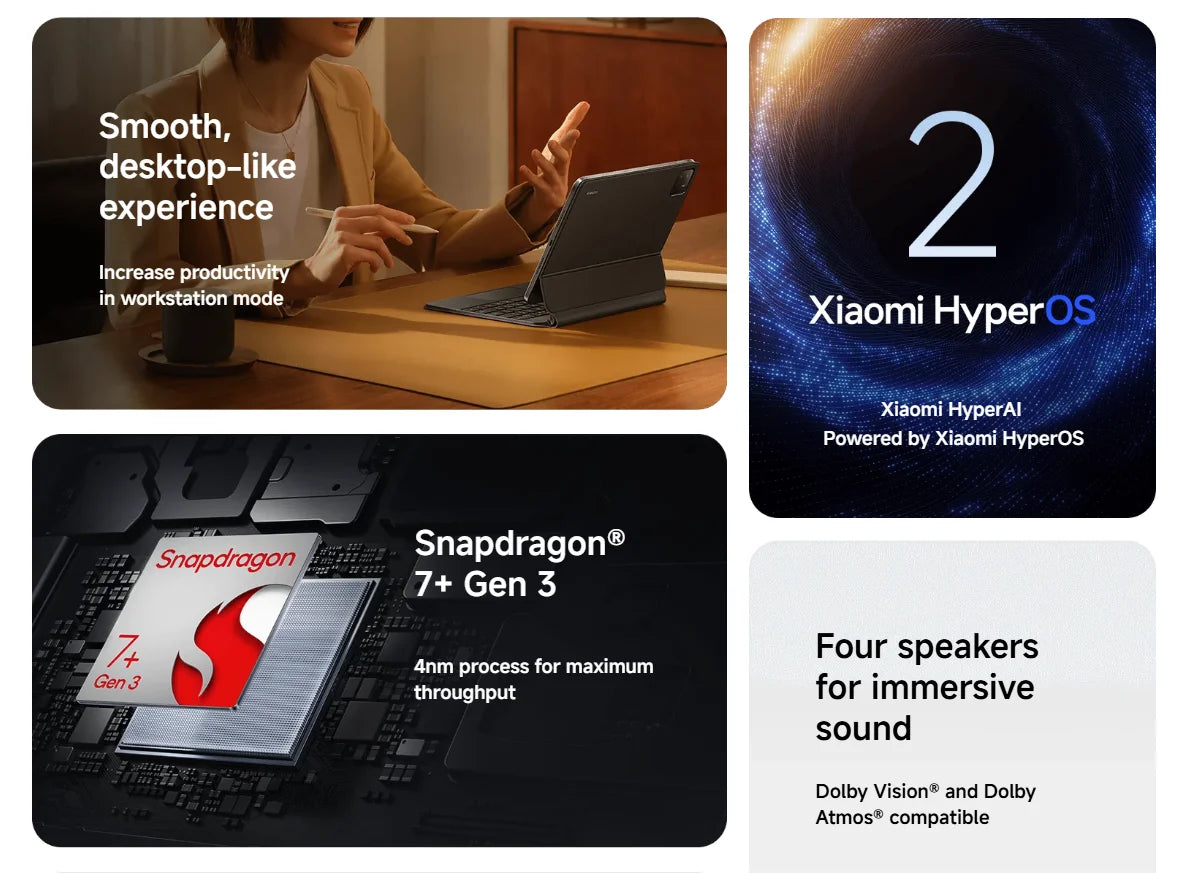 【Brand+】Xiaomi Pad 7 Global Version Mi Tablet Snapdragon 7+ Gen 3 11.2" 3.2K 144Hz Display Adreno GPU 45W Turbo charge 8850mAh