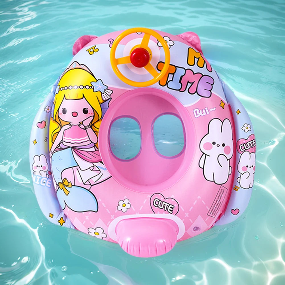 Children Inflatable Swimming Ring with Seat Baby Swimming Float Swimming Pool Toys Swim Tubes Rings for Kids Outdoor Pool Toys