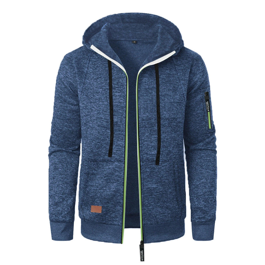 Autumn Winter Sports Sweatshirt Man Retro Workwear Pocket Hooded Zipper Trendy Fashion Hoodies Casual Tops Male Clothes 2025