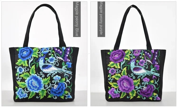Ethnic Phoenix Embroidered Women's Shoulder Bag Receptor Embroidered Canvas Casual Bag Handbags for Women sac a main femme