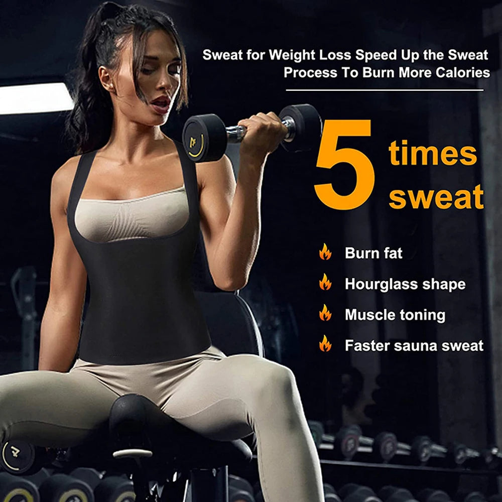 1PCS Women’s Sweat Vest for Weight Loss – Heat-Trapping Sauna Tank Top, Slimming Workout Shirt with Compression for Faster Sweat