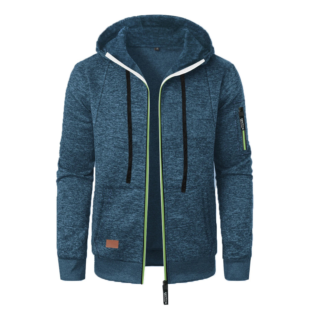 Autumn Winter Sports Sweatshirt Man Retro Workwear Pocket Hooded Zipper Trendy Fashion Hoodies Casual Tops Male Clothes 2025