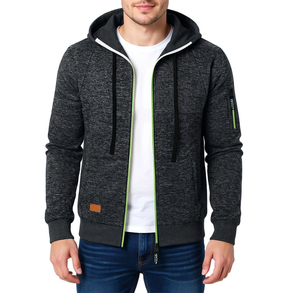 Autumn Winter Sports Sweatshirt Man Retro Workwear Pocket Hooded Zipper Trendy Fashion Hoodies Casual Tops Male Clothes 2025