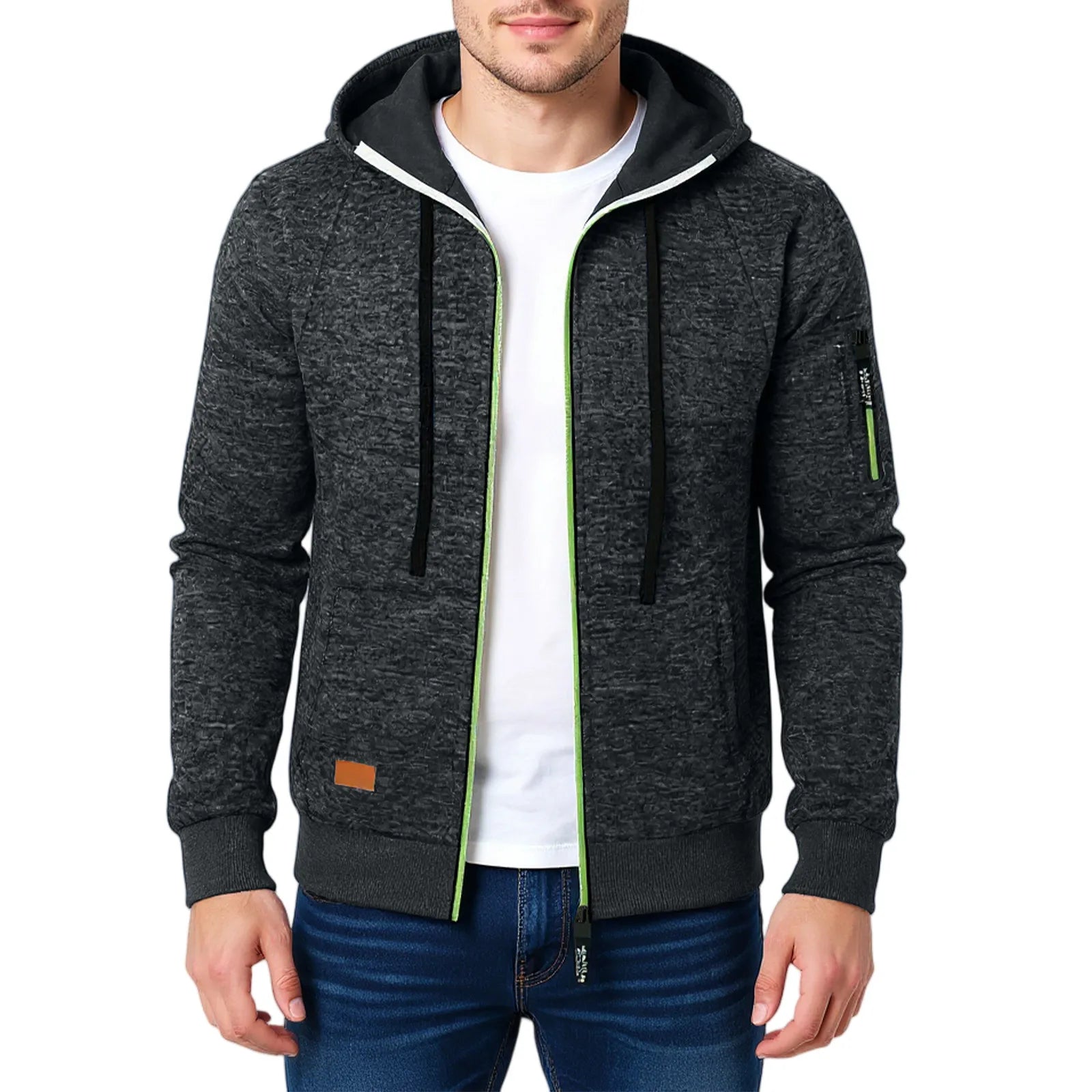 Autumn Winter Sports Sweatshirt Man Retro Workwear Pocket Hooded Zipper Trendy Fashion Hoodies Casual Tops Male Clothes 2025
