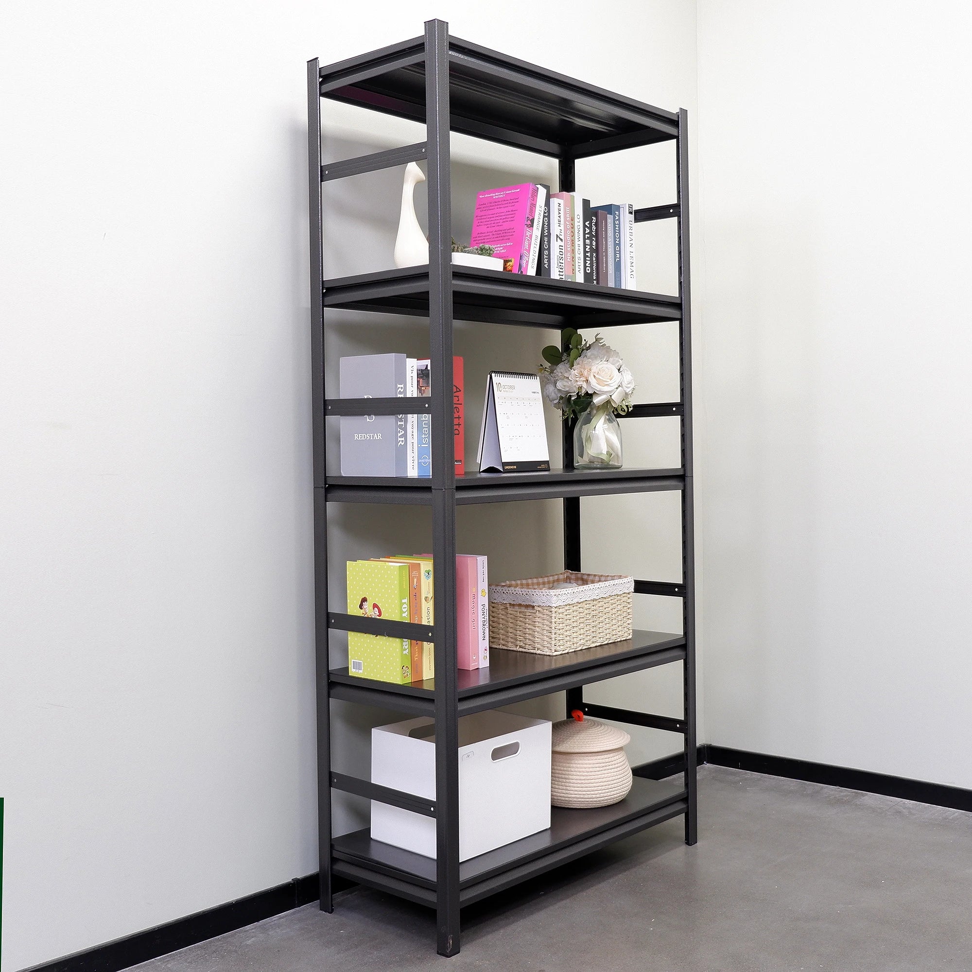 Adjustable Heavy Duty Metal Shelving 5-Tier Storage Shelves 2000LBS Load Kitchen Garage Pantry H63 * W31.5 * D15.7