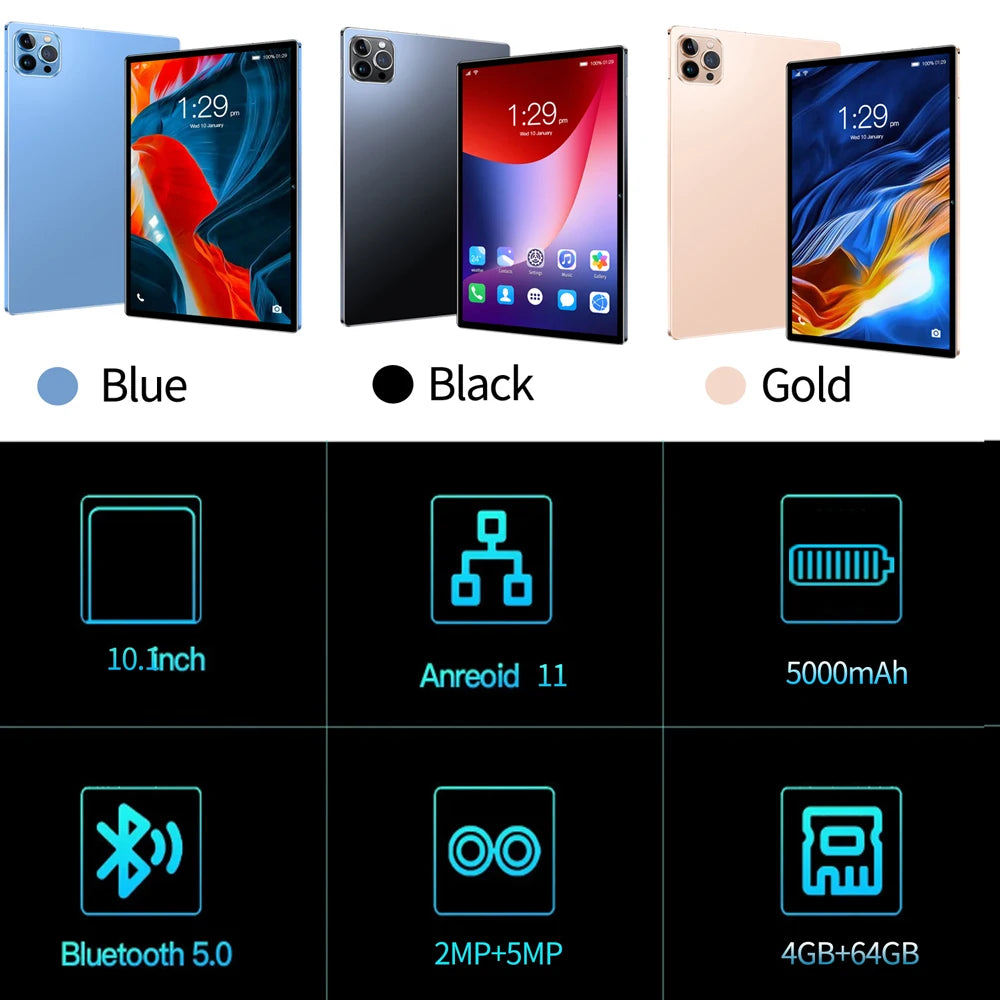 Global new Android 10.1-inch Tablet with Octa cores, 4GB 64GB ROM, Dual cameras, Dual SIM cards, 3G Tablet, Android 11