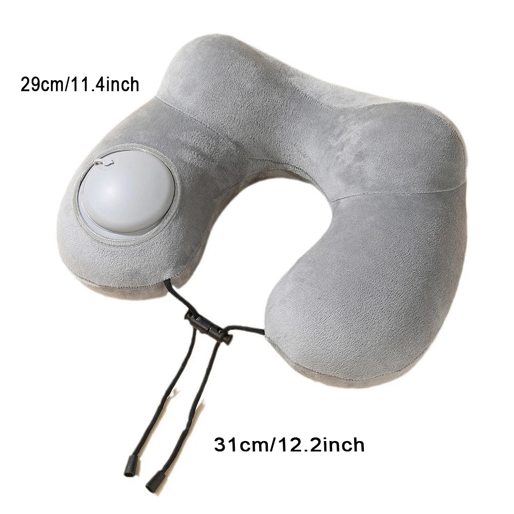 1pc Press And Inflate Portable Neck Pillow, Detachable For Cleaning, Suitable For Outdoor Travel, Business Travel, And Camping
