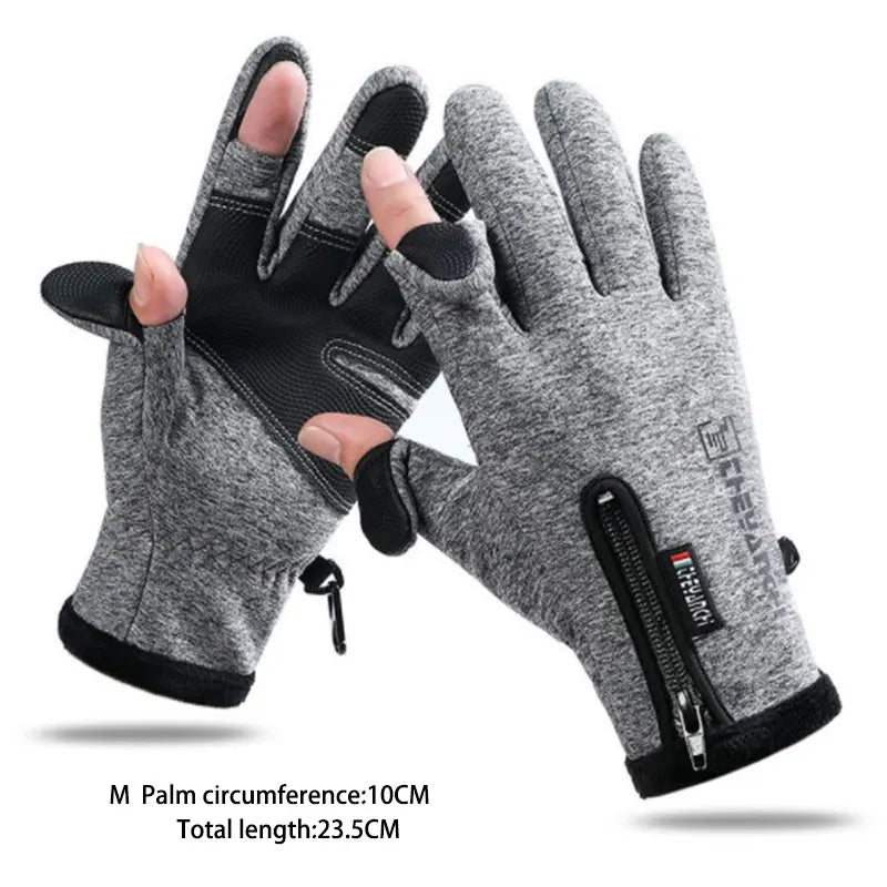 Winter Fishing Gloves 2 Finger Flip Waterproof Winter Gloves Windproof Photograph Men Women Warm Protection Fish Angling Gloves