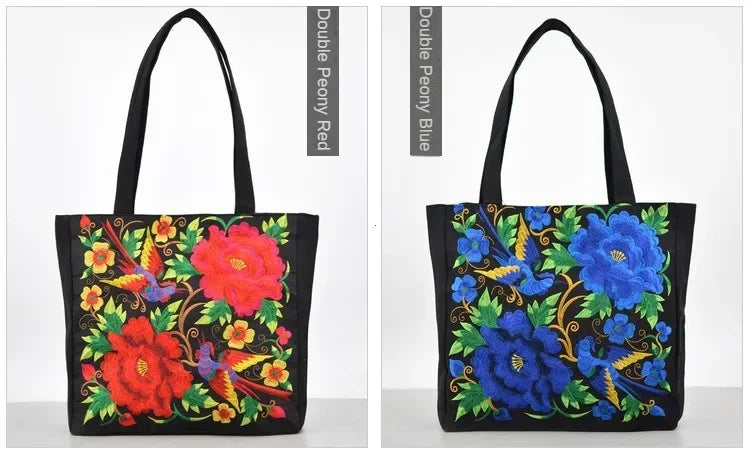Ethnic Phoenix Embroidered Women's Shoulder Bag Receptor Embroidered Canvas Casual Bag Handbags for Women sac a main femme