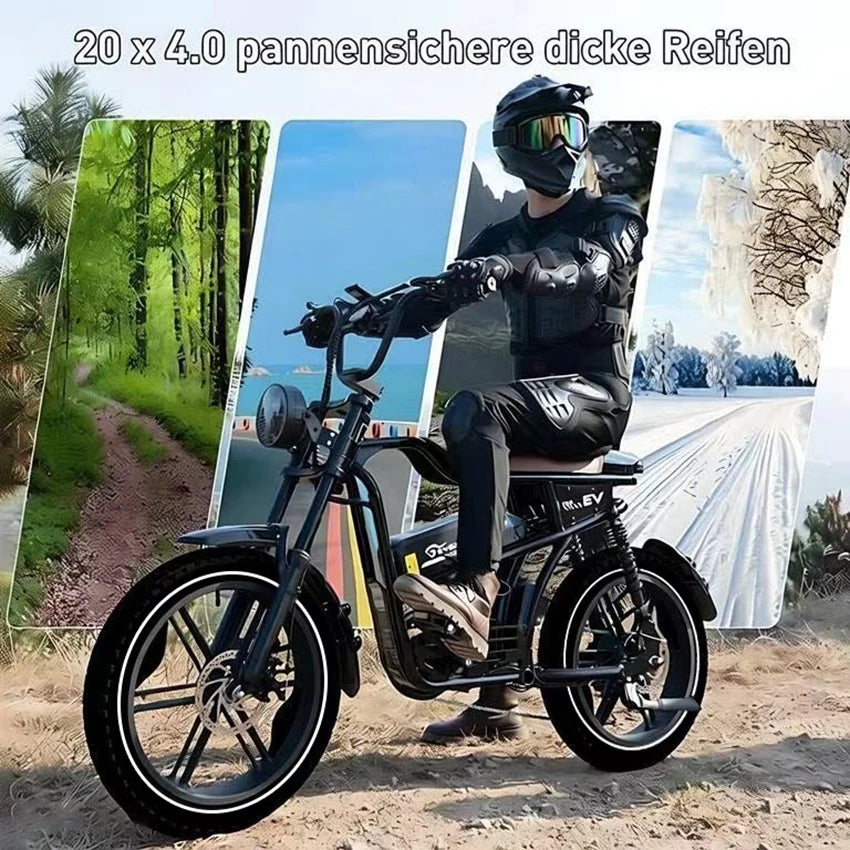 EVERCROSS TECH EK30 Electric bike adult, e-car 20 "x4.0 wide tires, motor 250W, speed 25 km/h, autonomy 100km