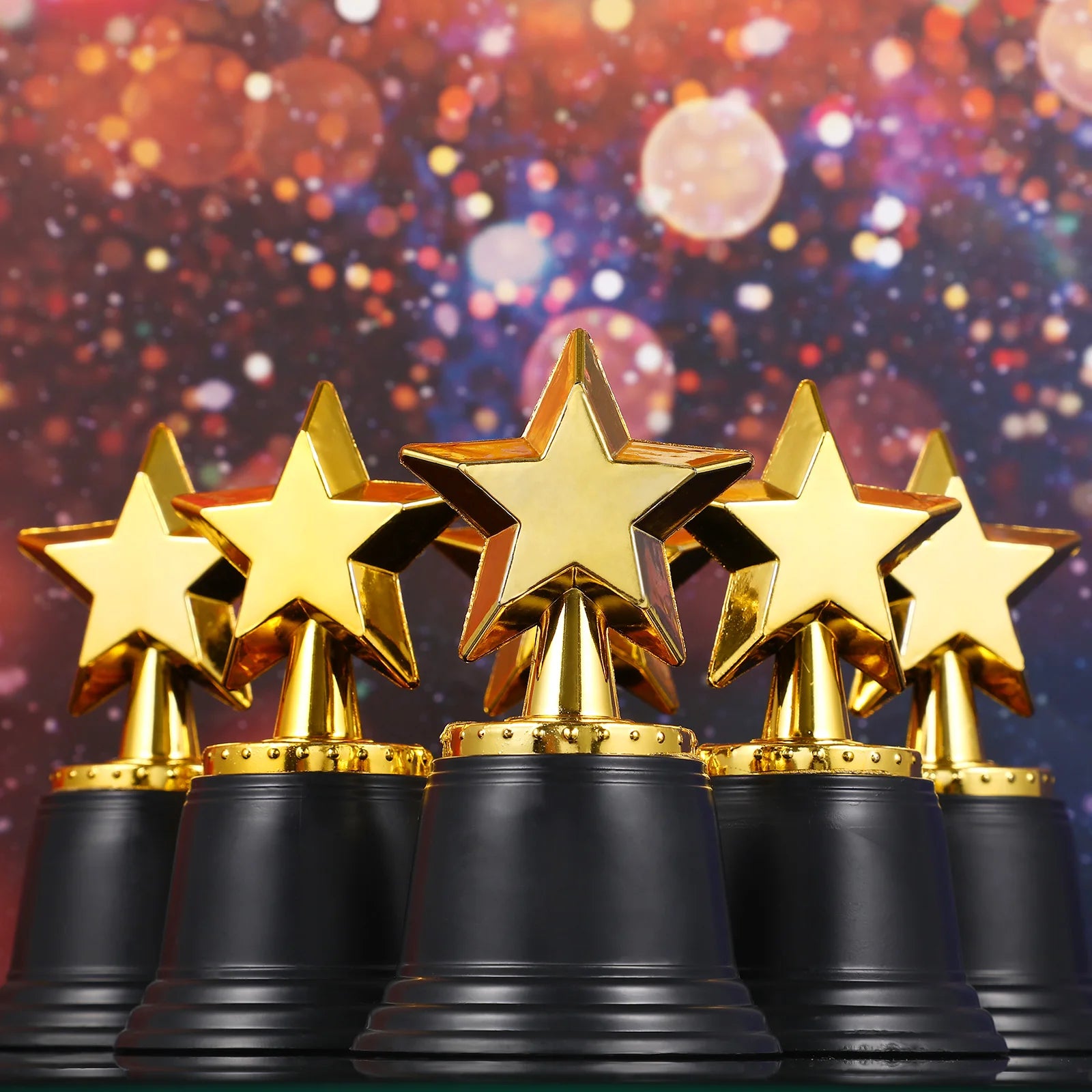 6Pcs Plastic Star Trophy Awards Kids Party Prizes Souvenirs Gifts Reward Game Props Film Accessories Trophies For Classroom