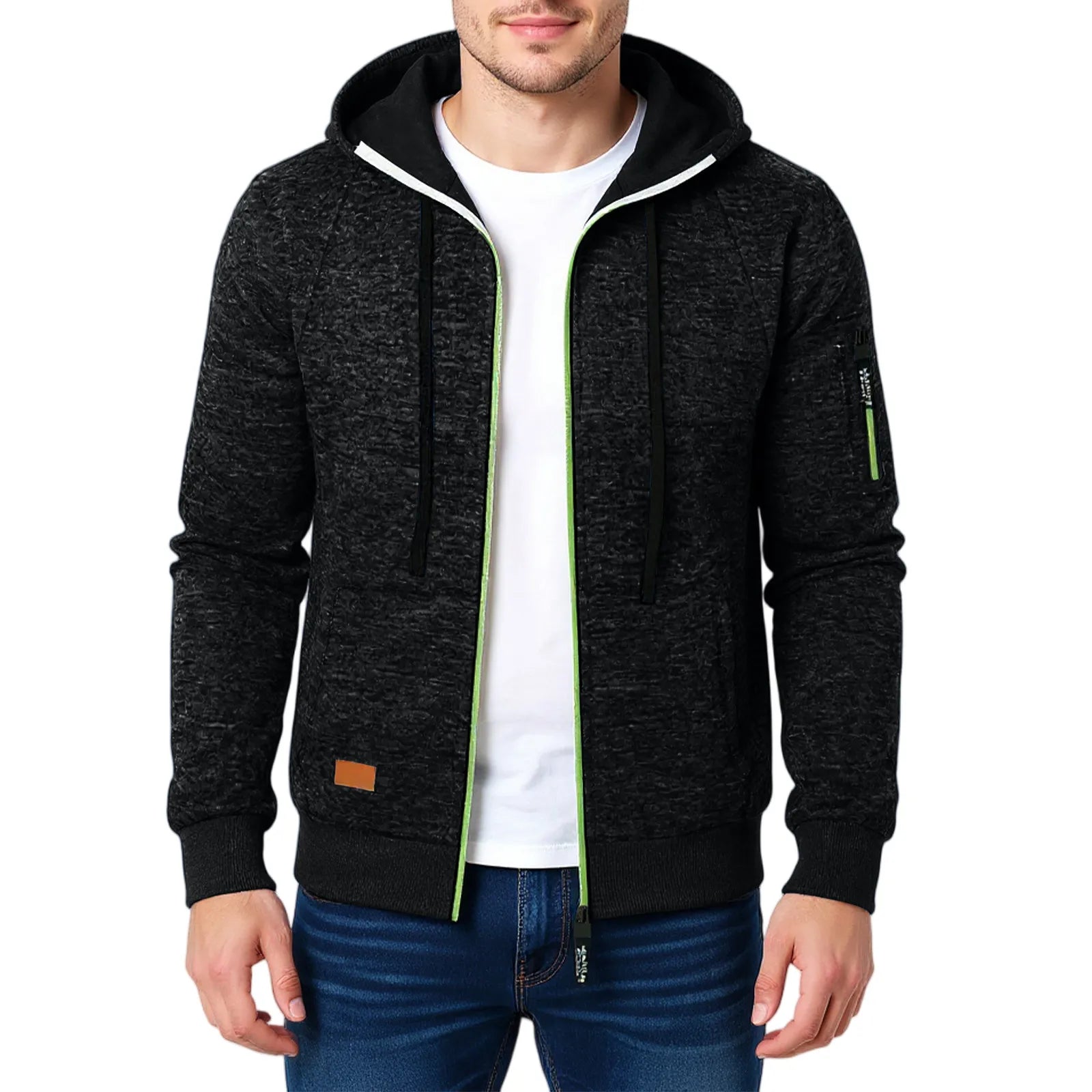 Autumn Winter Sports Sweatshirt Man Retro Workwear Pocket Hooded Zipper Trendy Fashion Hoodies Casual Tops Male Clothes 2025