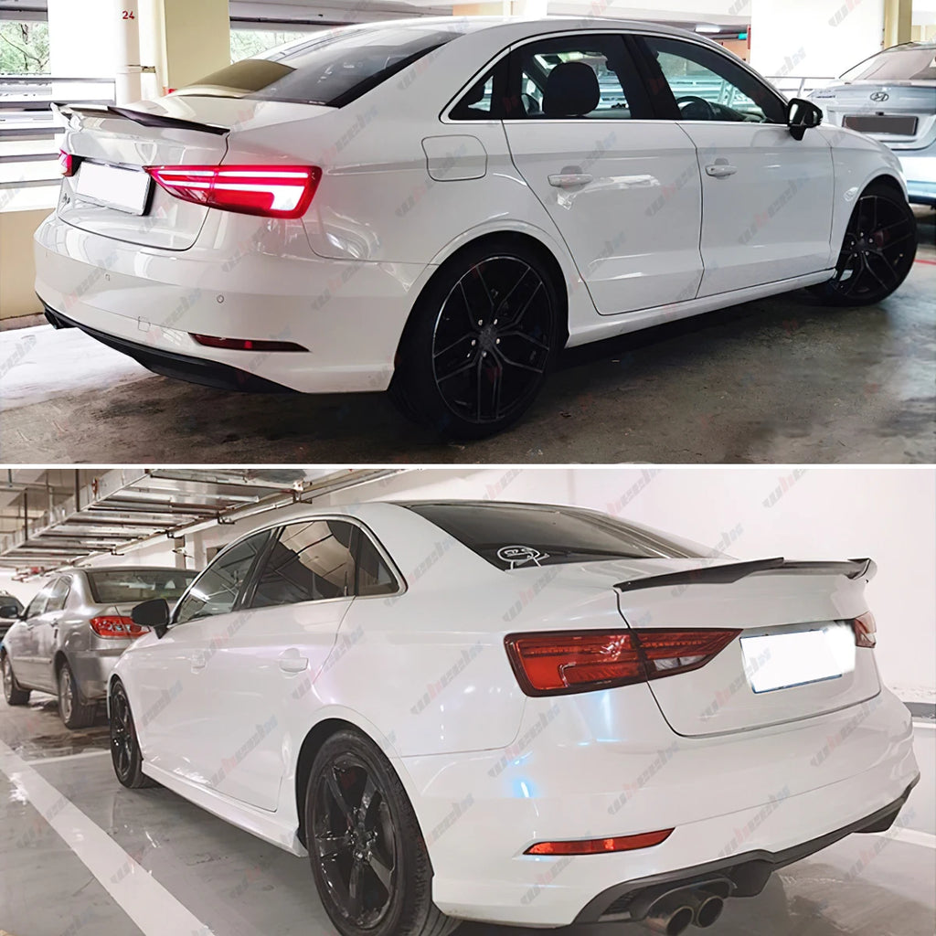 M4 REAR TRUNK SPOILER HIGHKICK WING FOR 14-20 AUDI A3 S3 RS3 SEDAN GLOSS BLACK
