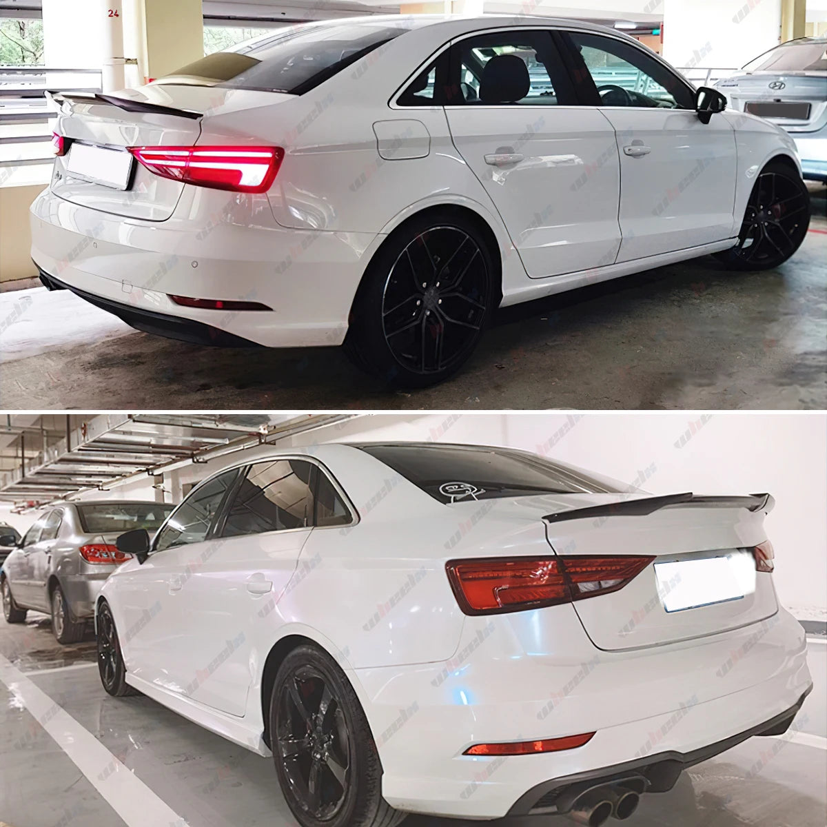 M4 REAR TRUNK SPOILER HIGHKICK WING FOR 14-20 AUDI A3 S3 RS3 SEDAN GLOSS BLACK