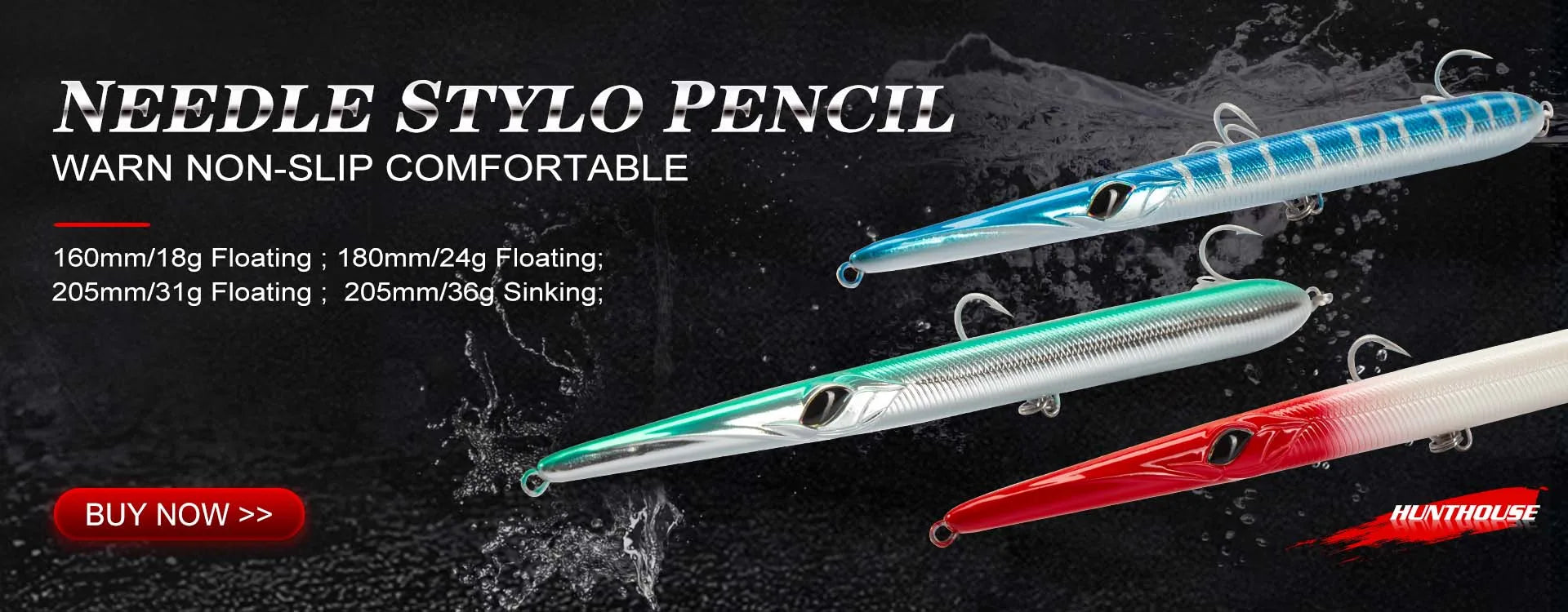 Hunthouse 4PCS 3 Section Jointed Pencil Bait 255mm/30.6g Sinking Needle Swimbait For Bluefish Seabass Accessories