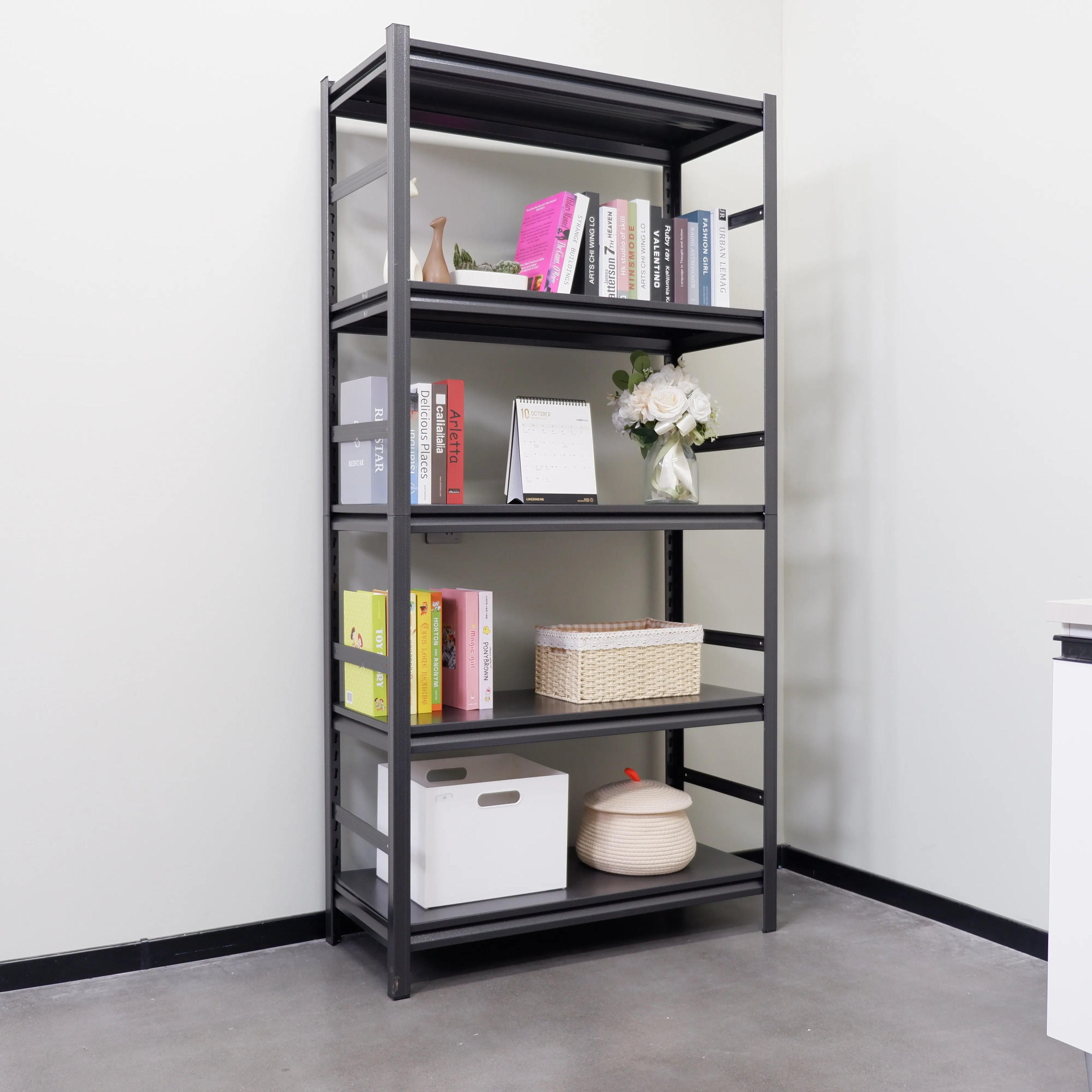 Adjustable Heavy Duty Metal Shelving 5-Tier Storage Shelves 2000LBS Load Kitchen Garage Pantry H63 * W31.5 * D15.7