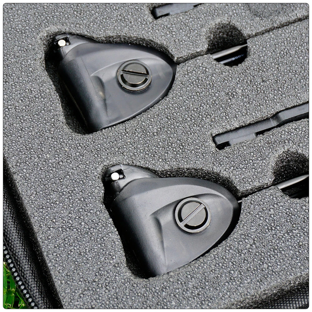 Hirisi B2005 Carp Fishing Swinger Set with Storage Case Multi-Color LED Light Adjustable Sensitivity Fishing Alarms Indicators