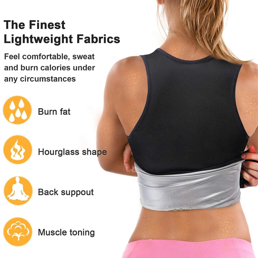 1PCS Women’s Sweat Vest for Weight Loss – Heat-Trapping Sauna Tank Top, Slimming Workout Shirt with Compression for Faster Sweat