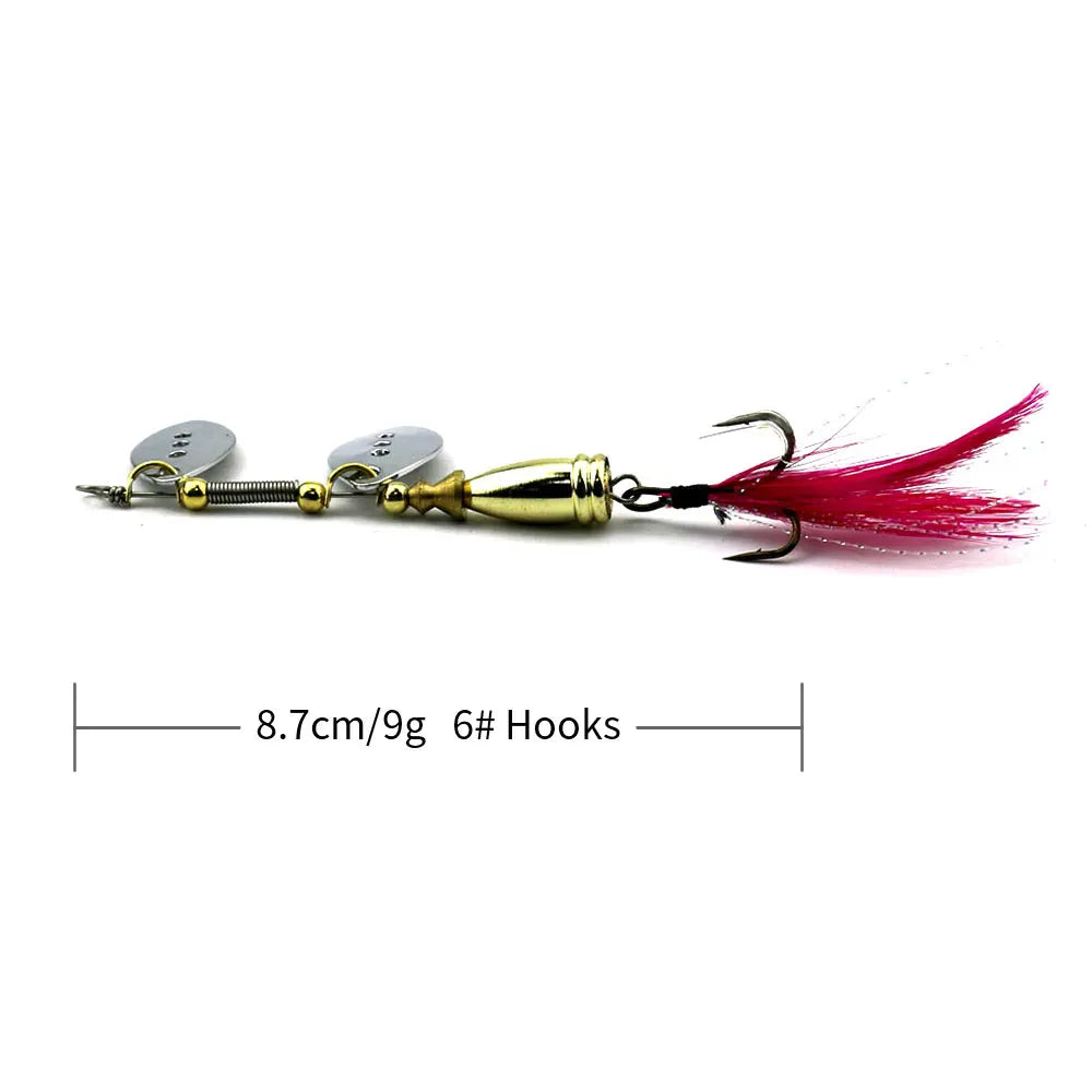 5g Spinnerbait Metal Fishing Lure Artificial Bait Fishing Tackle Feather Hook Spoon Bait with Bright Color