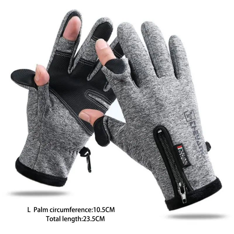 Winter Fishing Gloves 2 Finger Flip Waterproof Winter Gloves Windproof Photograph Men Women Warm Protection Fish Angling Gloves
