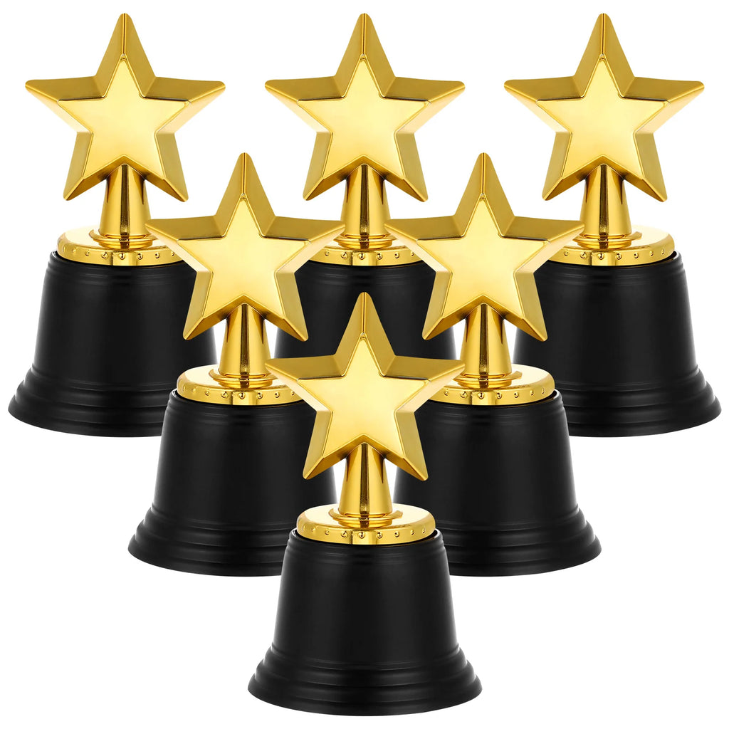 6Pcs Plastic Star Trophy Awards Kids Party Prizes Souvenirs Gifts Reward Game Props Film Accessories Trophies For Classroom