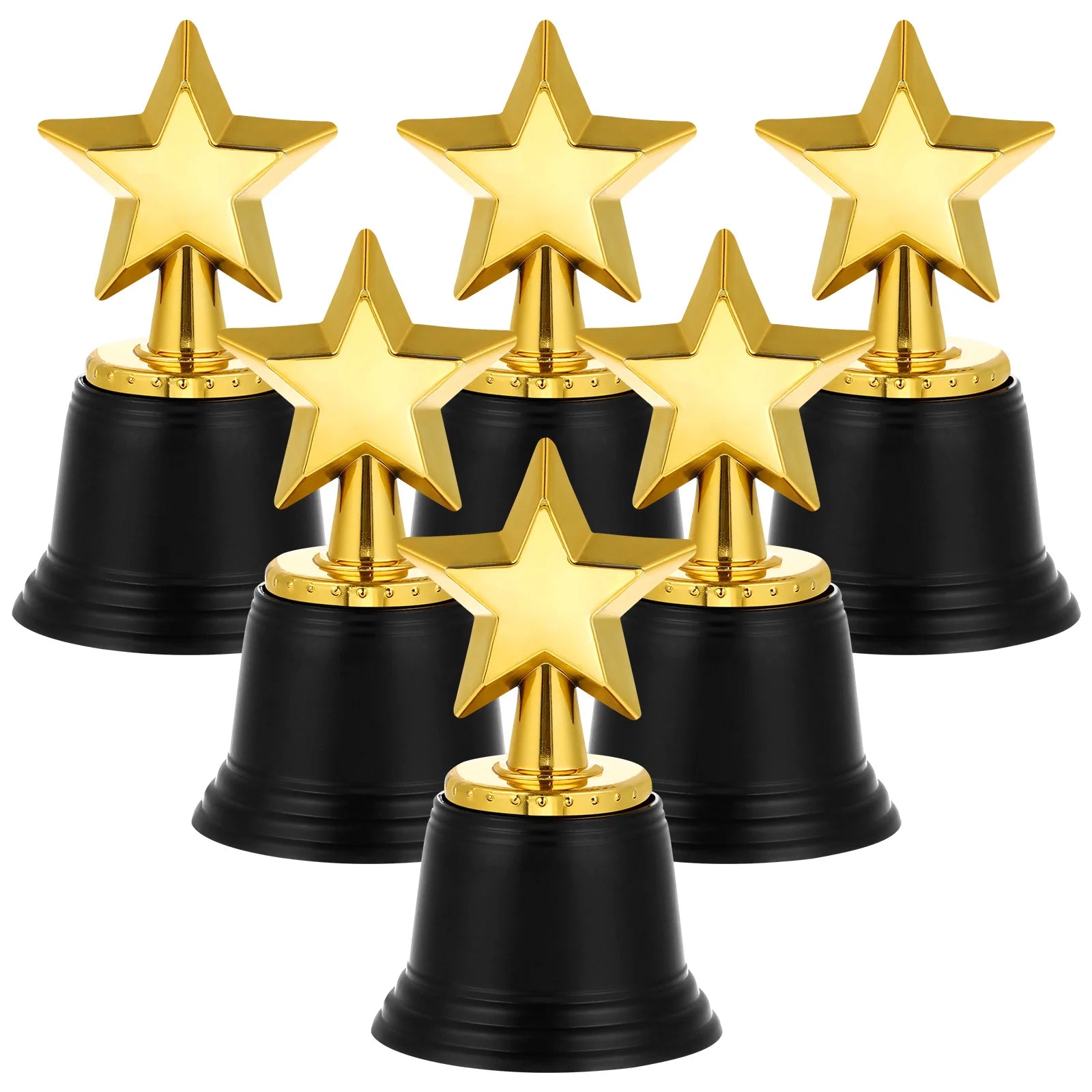 6Pcs Plastic Star Trophy Awards Kids Party Prizes Souvenirs Gifts Reward Game Props Film Accessories Trophies For Classroom