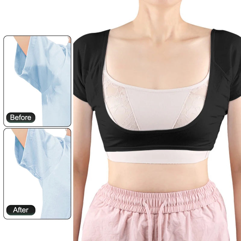 High Quality Sweat Absorbing Clothes Ultra-thin Mesh Quick-drying Chest Wrap Vest Sweat Proof Underarm Sweat Pads T-shirt Women