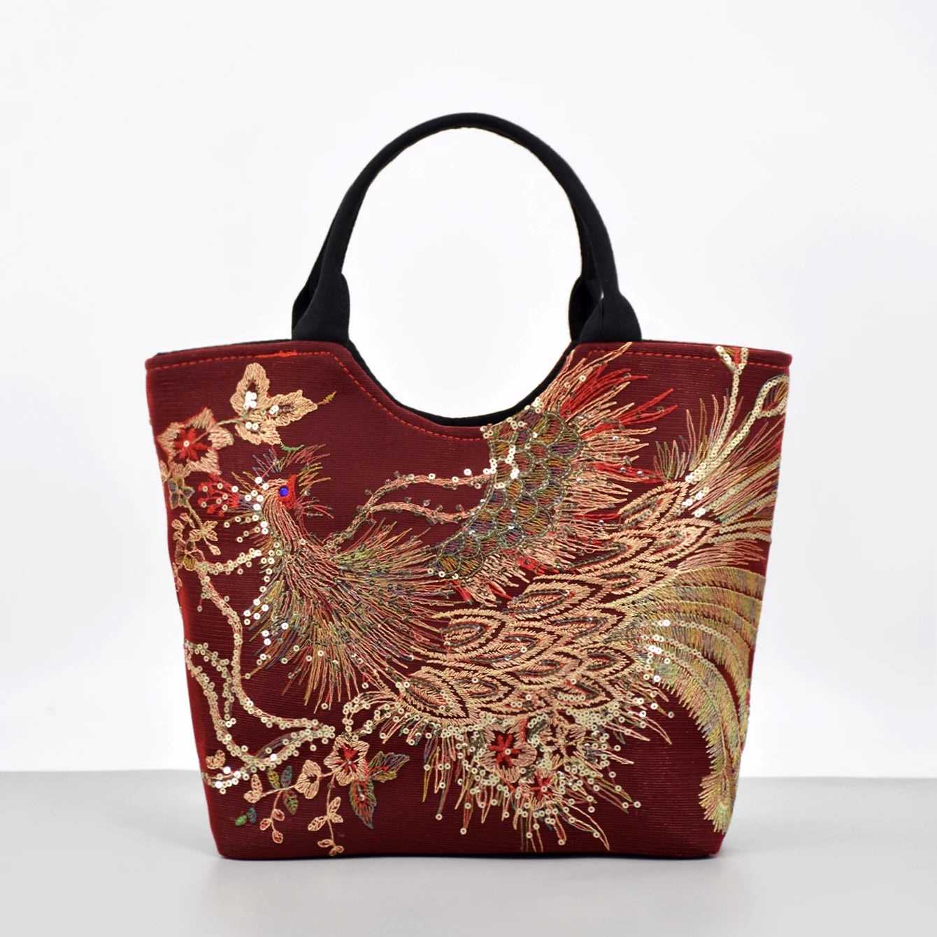 Phoenix Embroidered Sequin Handbag, Ethnic Style Embroidered Handbag, Women's Ethnic Travel Bohemian Bag