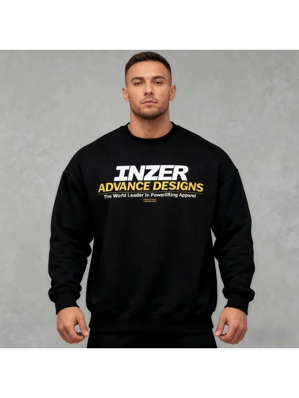 Men's INZER high-end Design black sweatshirt - A round-neck hoodie carefully crafted for weightlifting enthusiasts