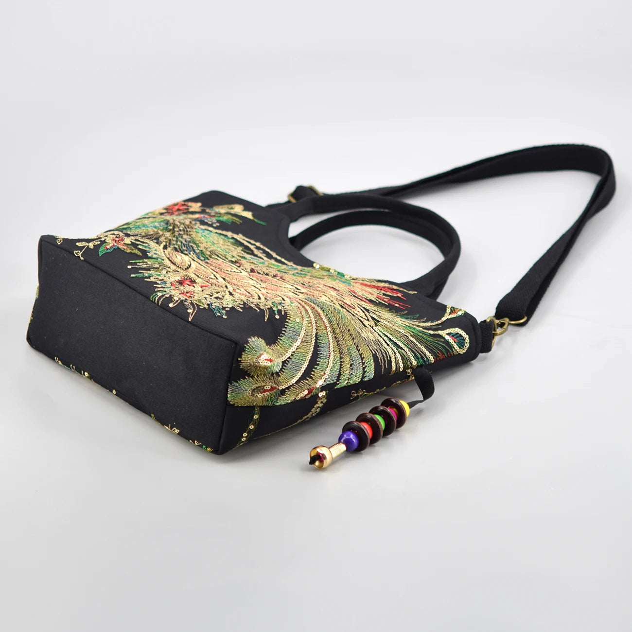 Phoenix Embroidered Sequin Handbag, Ethnic Style Embroidered Handbag, Women's Ethnic Travel Bohemian Bag