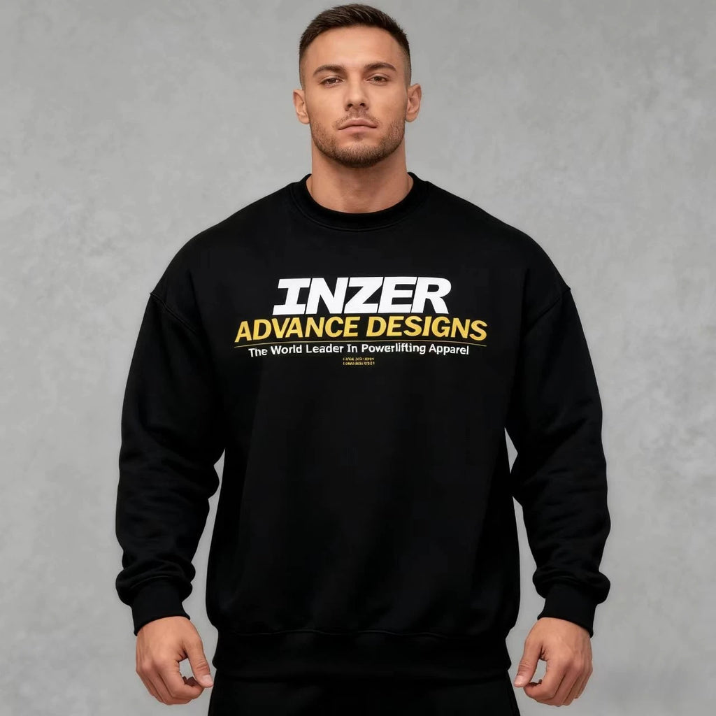 Men's INZER high-end Design black sweatshirt - A round-neck hoodie carefully crafted for weightlifting enthusiasts