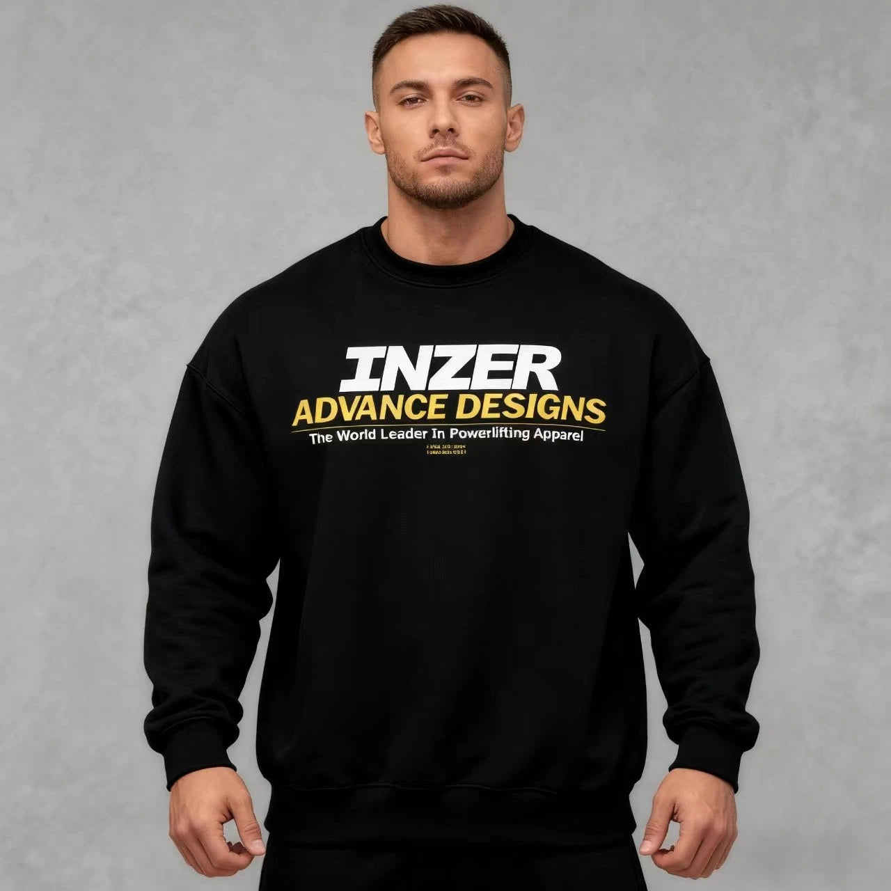 Men's INZER high-end Design black sweatshirt - A round-neck hoodie carefully crafted for weightlifting enthusiasts