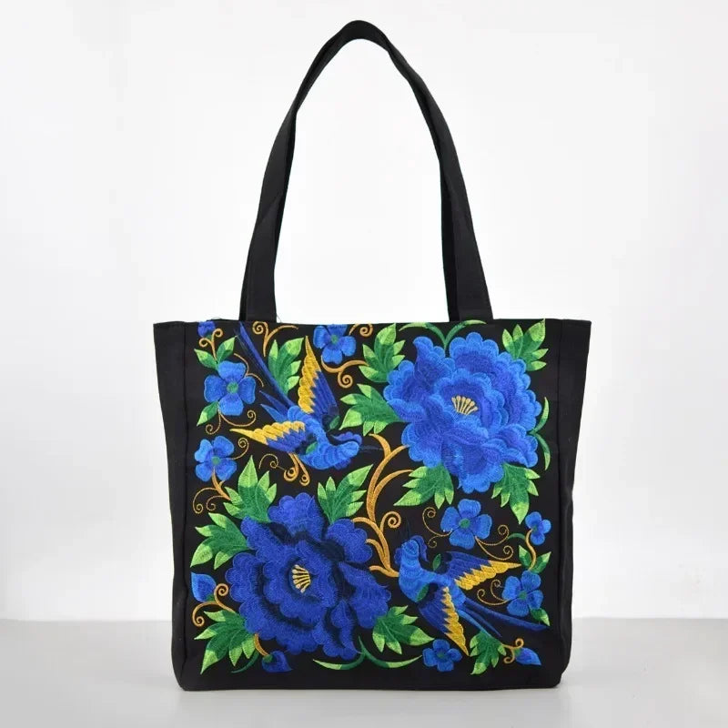 Ethnic Phoenix Embroidered Women's Shoulder Bag Receptor Embroidered Canvas Casual Bag Handbags for Women sac a main femme