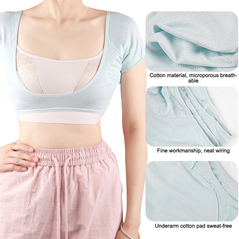 High Quality Sweat Absorbing Clothes Ultra-thin Mesh Quick-drying Chest Wrap Vest Sweat Proof Underarm Sweat Pads T-shirt Women
