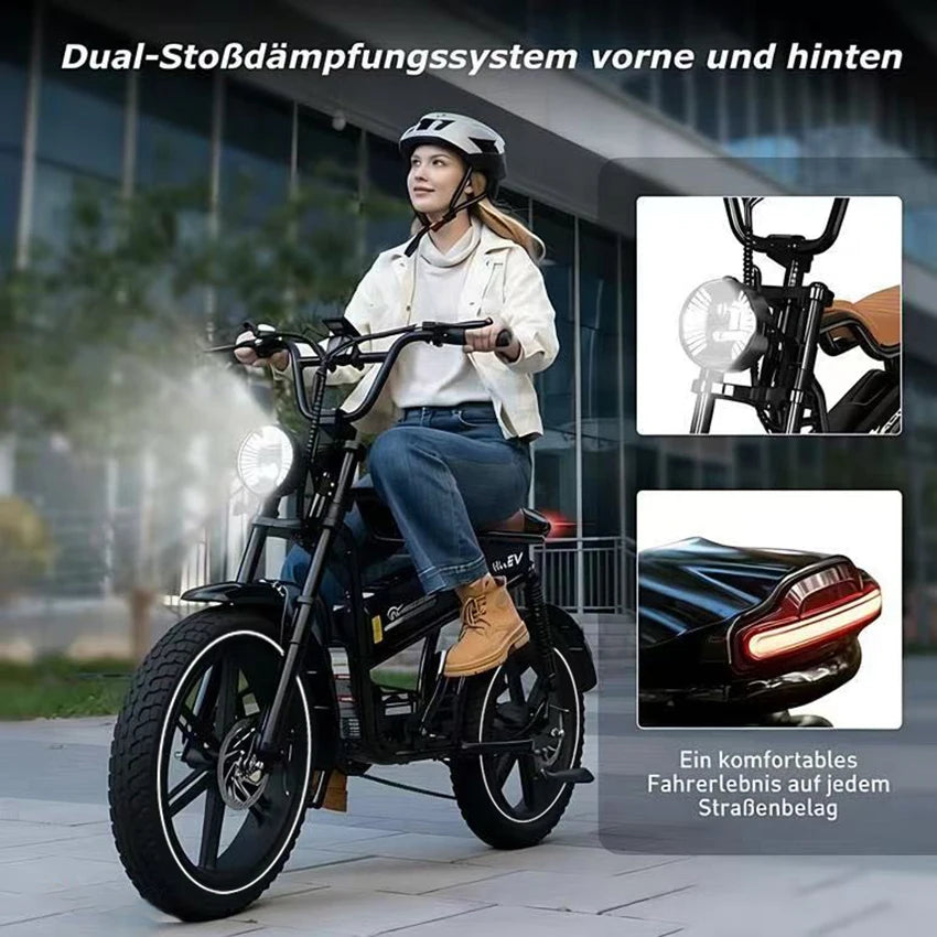 EVERCROSS TECH EK30 Electric bike adult, e-car 20 "x4.0 wide tires, motor 250W, speed 25 km/h, autonomy 100km