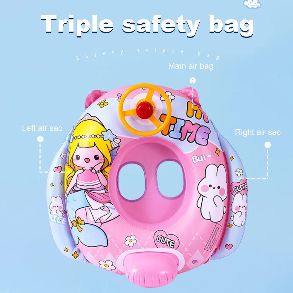 Children Inflatable Swimming Ring with Seat Baby Swimming Float Swimming Pool Toys Swim Tubes Rings for Kids Outdoor Pool Toys