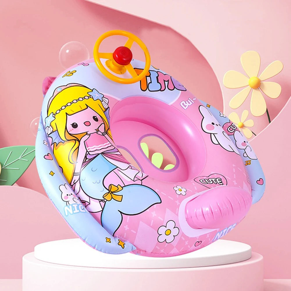 Children Inflatable Swimming Ring with Seat Baby Swimming Float Swimming Pool Toys Swim Tubes Rings for Kids Outdoor Pool Toys