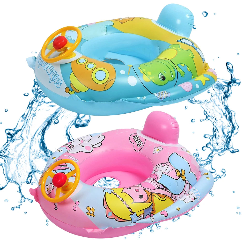 Children Inflatable Swimming Ring with Seat Baby Swimming Float Swimming Pool Toys Swim Tubes Rings for Kids Outdoor Pool Toys