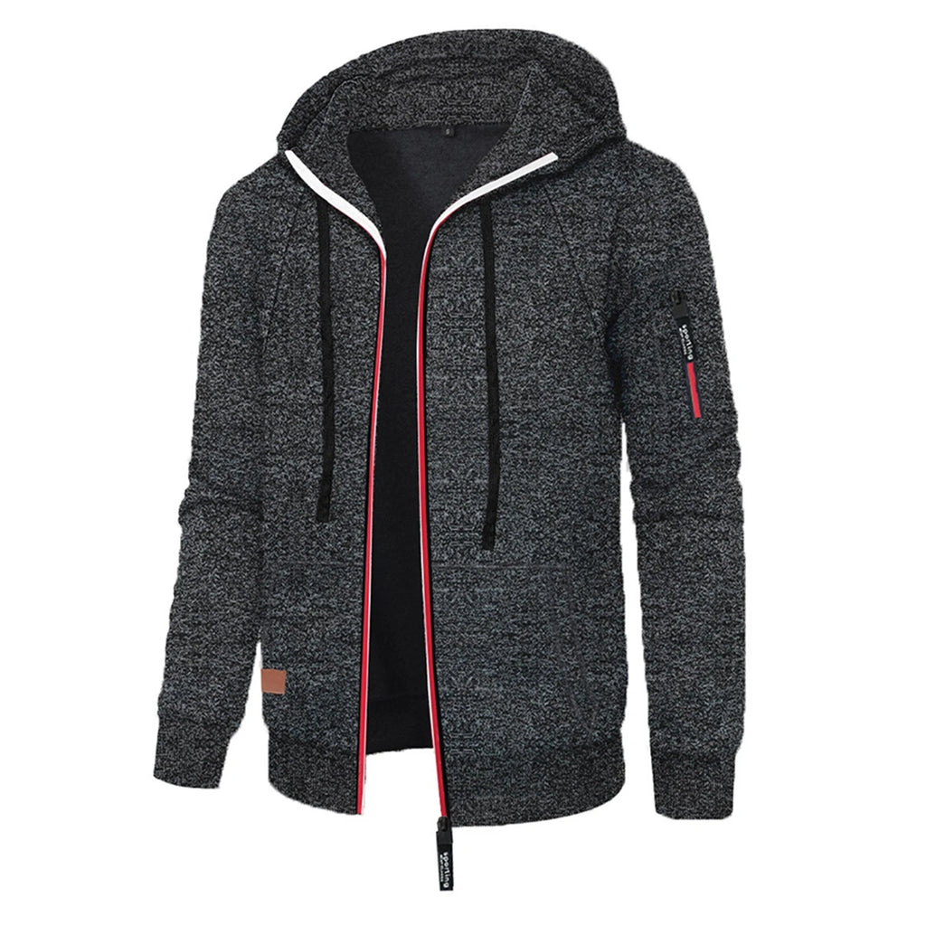 Autumn Winter Sports Sweatshirt Man Retro Workwear Pocket Hooded Zipper Trendy Fashion Hoodies Casual Tops Male Clothes 2025