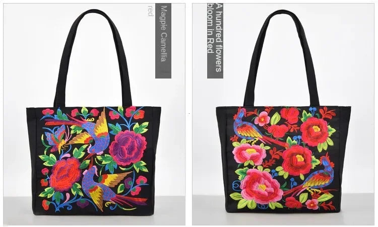Ethnic Phoenix Embroidered Women's Shoulder Bag Receptor Embroidered Canvas Casual Bag Handbags for Women sac a main femme