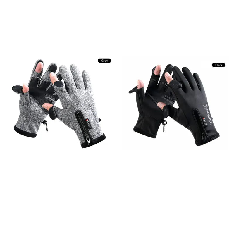 Winter Fishing Gloves 2 Finger Flip Waterproof Winter Gloves Windproof Photograph Men Women Warm Protection Fish Angling Gloves