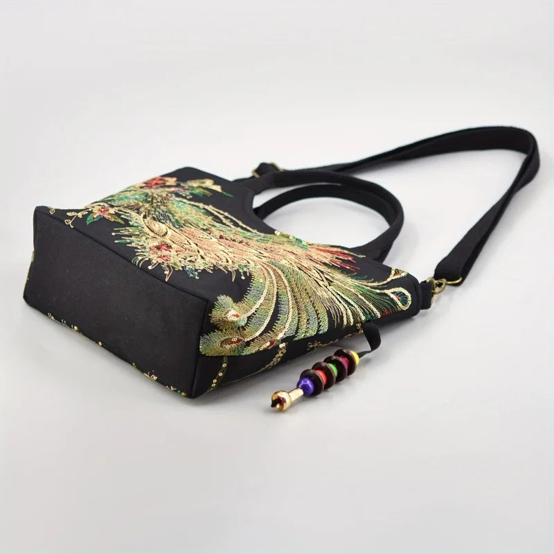 Women's Phoenix Embroidered Sequin Handbag Ethnic Style Travel Bohemian Bag Embroidered Handbag