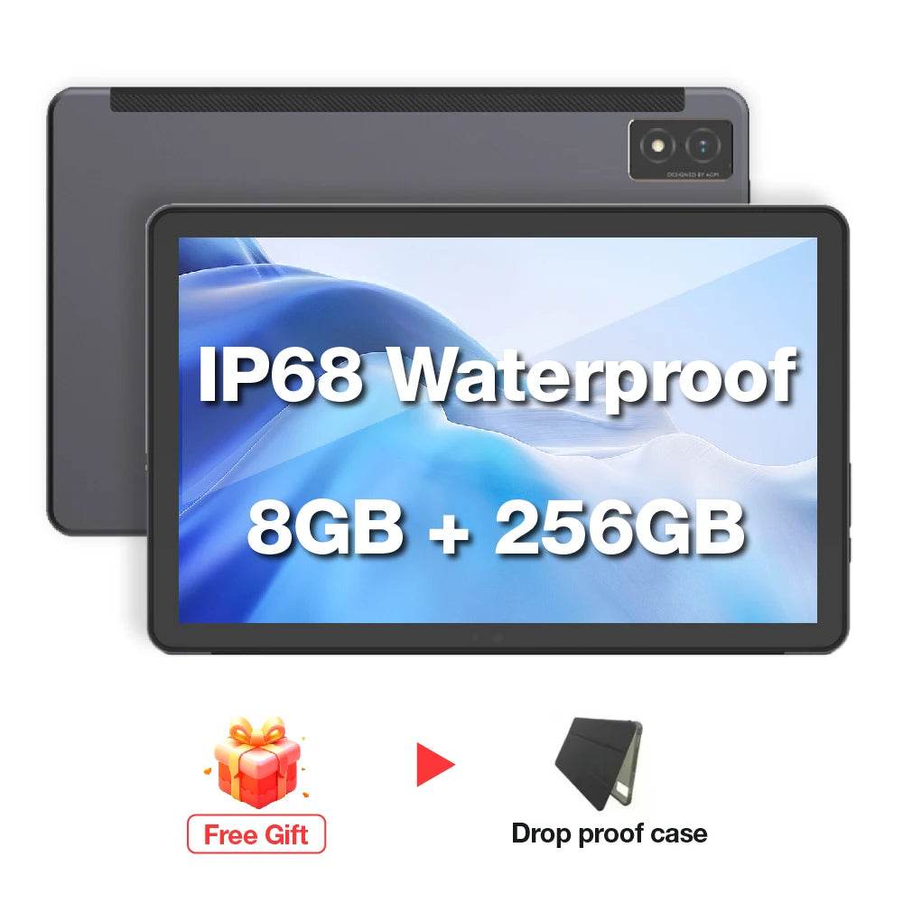 AGM PAD P1 Waterproof 10.36" FHD+ Tablet, 8GB+256GB, MTK Helio G99, 7000mAh Battery, Android Tablets + Free Drop Proof Case.