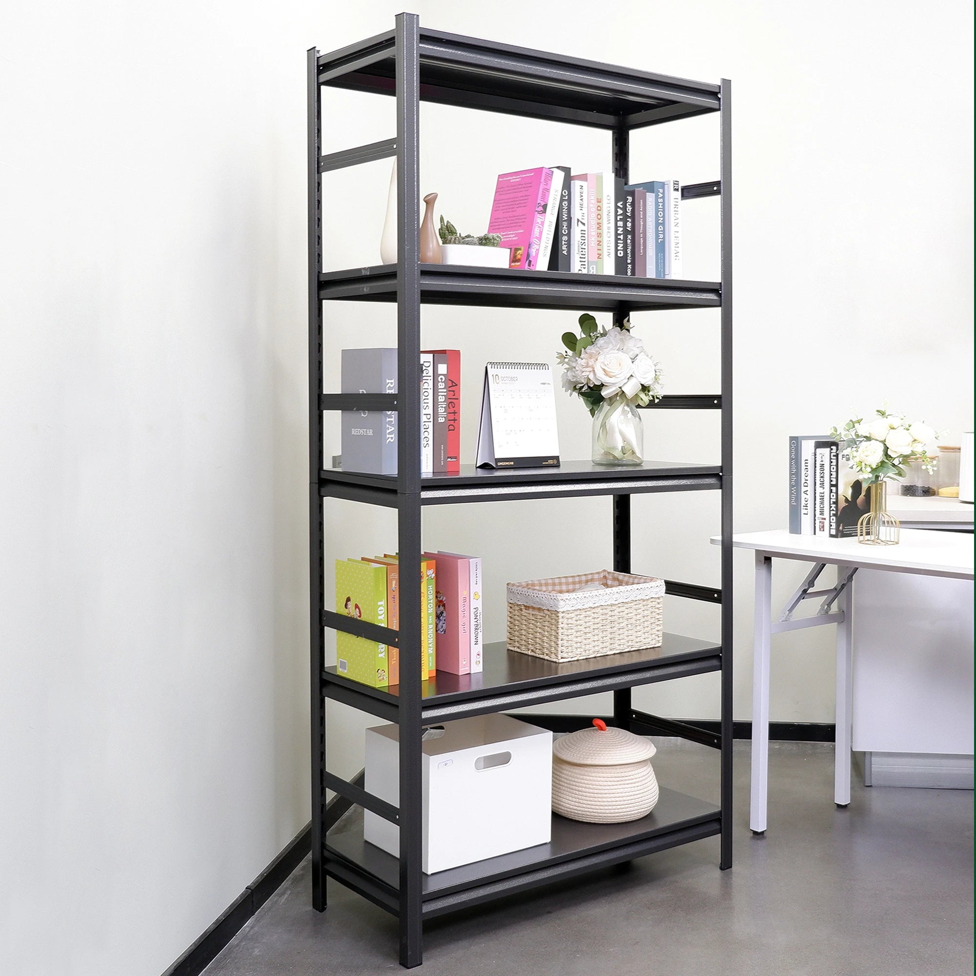 Adjustable Heavy Duty Metal Shelving 5-Tier Storage Shelves 2000LBS Load Kitchen Garage Pantry H63 * W31.5 * D15.7
