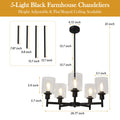 Chandelier for Dinning Room Light Fixture, Kitchen Island Modern Farmhouse Pendant Ceiling Lights with Clear Glass Shade