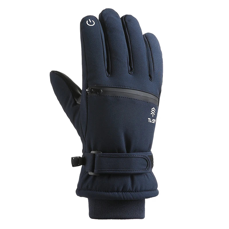 Men’s Winter Ski Gloves with Backhand Zipper Pocket Touch Screen Snow Gloves Ideal for Skiing Snowboarding Cycling