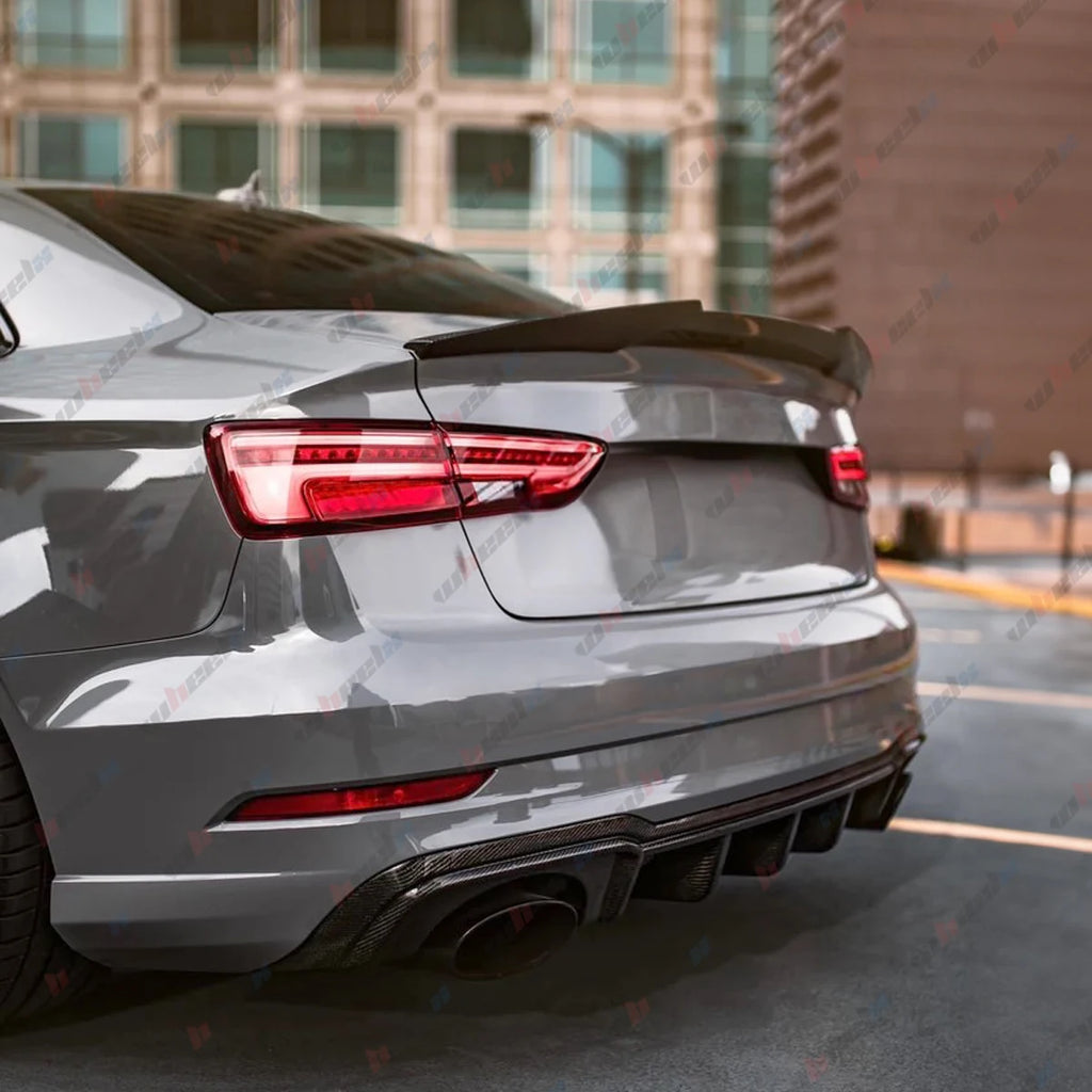 M4 REAR TRUNK SPOILER HIGHKICK WING FOR 14-20 AUDI A3 S3 RS3 SEDAN GLOSS BLACK