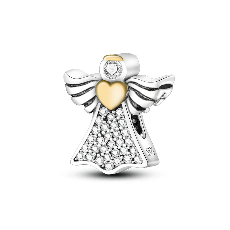 New In 925 Sterling Silver Golden Sunflower Lucky Stars Charm Fit Original Bracelet Necklace Sun Moon Diamond Charm Jewelry DIY