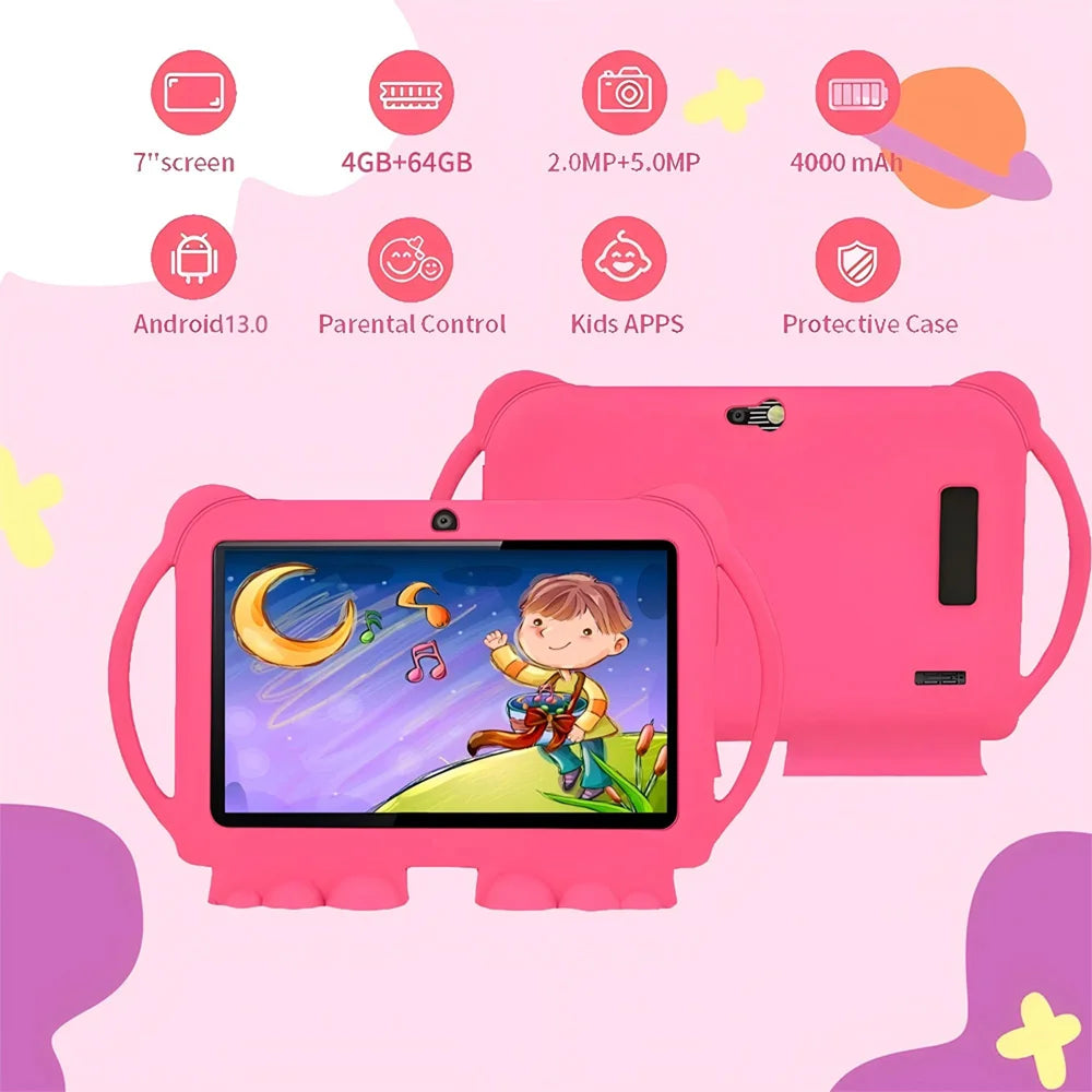 2025 New 7 Inch 5G WIFI Children's Tablet 4GB RAM 64GB ROM Portable Mini Tablet Quad Core Dual Camera 4000mAh Android 13